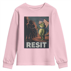 Resist Frog Youth Sweatshirt Portland Frog Activist America Political 2025 TS14 Light Pink Print Your Wear