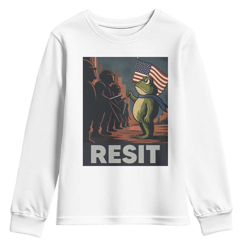 Resist Frog Youth Sweatshirt Portland Frog Activist America Political 2025 TS14 White Print Your Wear