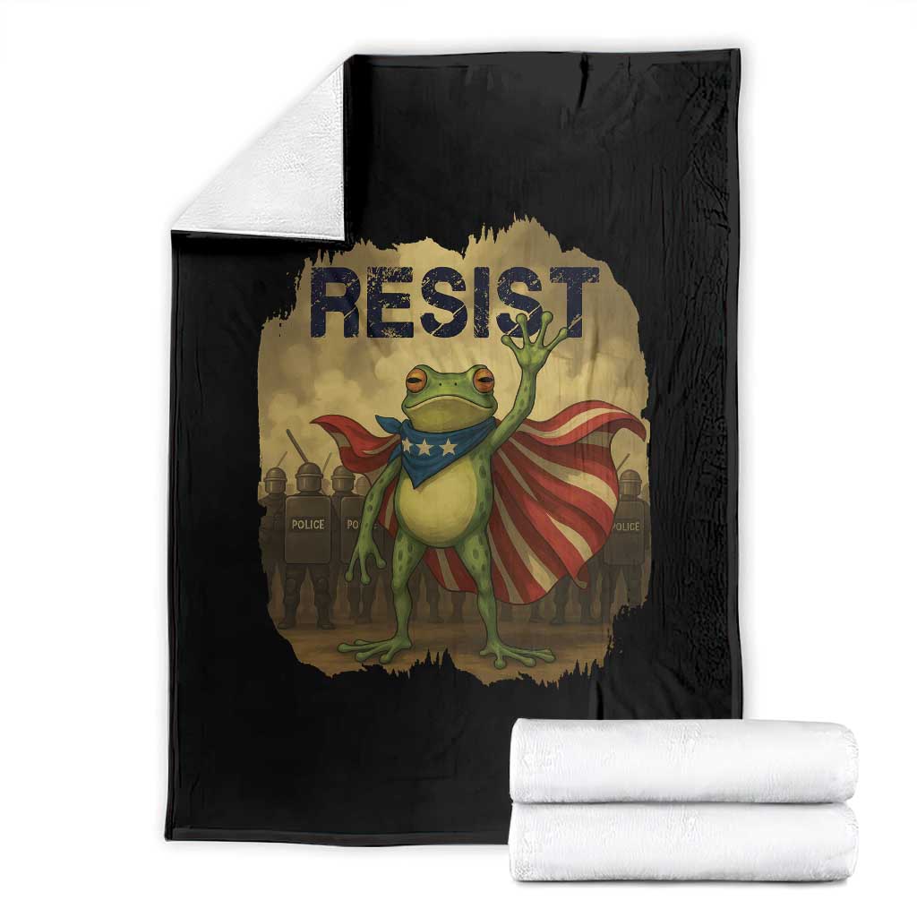 Resist Frog Christian Christmas Throw Blanket Funny Polittical 2025 Meme TS14 Black Print Your Wear