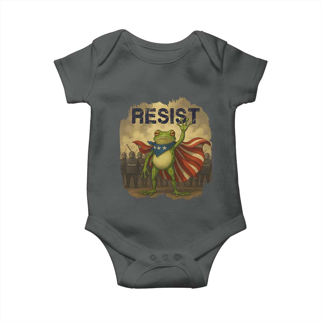Resist Frog Christian Christmas Baby Onesie Funny Polittical 2025 Meme TS14 Dark Heather Print Your Wear
