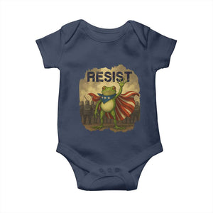 Resist Frog Christian Christmas Baby Onesie Funny Polittical 2025 Meme TS14 Navy Print Your Wear