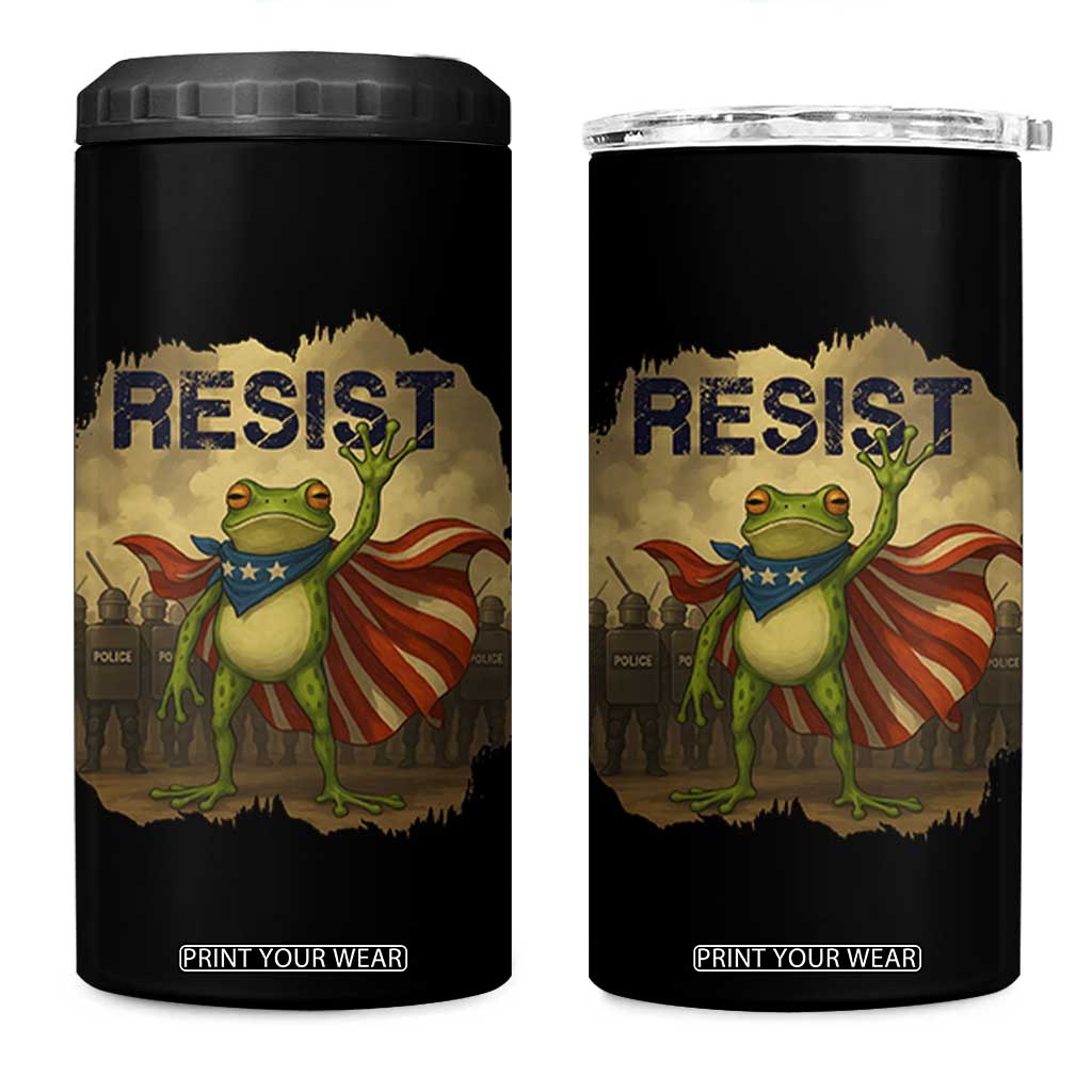 Resist Frog Christian Christmas 4 in 1 Can Cooler Tumbler Funny Polittical 2025 Meme TS14 One Size: 16 oz Black Print Your Wear
