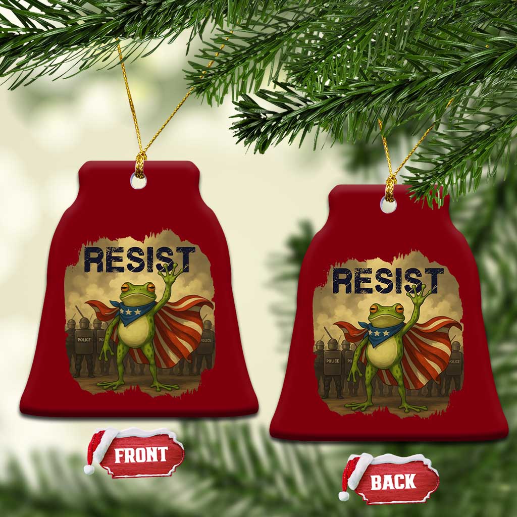 Resist Frog Christian Xmas Ceramic Ornament Funny Polittical 2025 Meme - Print Your Wear