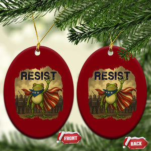 Resist Frog Christian Xmas Ceramic Ornament Funny Polittical 2025 Meme - Print Your Wear