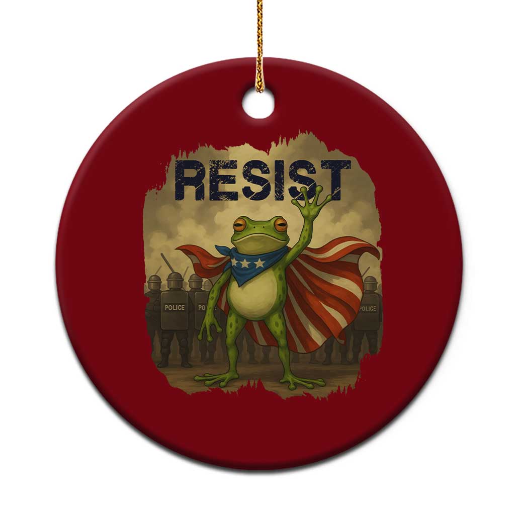 Resist Frog Christian Xmas Ceramic Ornament Funny Polittical 2025 Meme - Print Your Wear