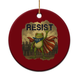 Resist Frog Christian Xmas Ceramic Ornament Funny Polittical 2025 Meme - Print Your Wear