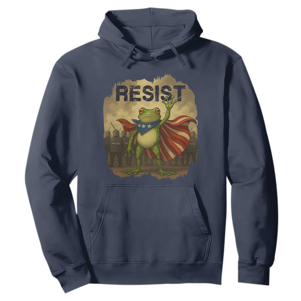 Resist Frog Christian Christmas Hoodie Funny Polittical 2025 Meme TS14 Navy Print Your Wear
