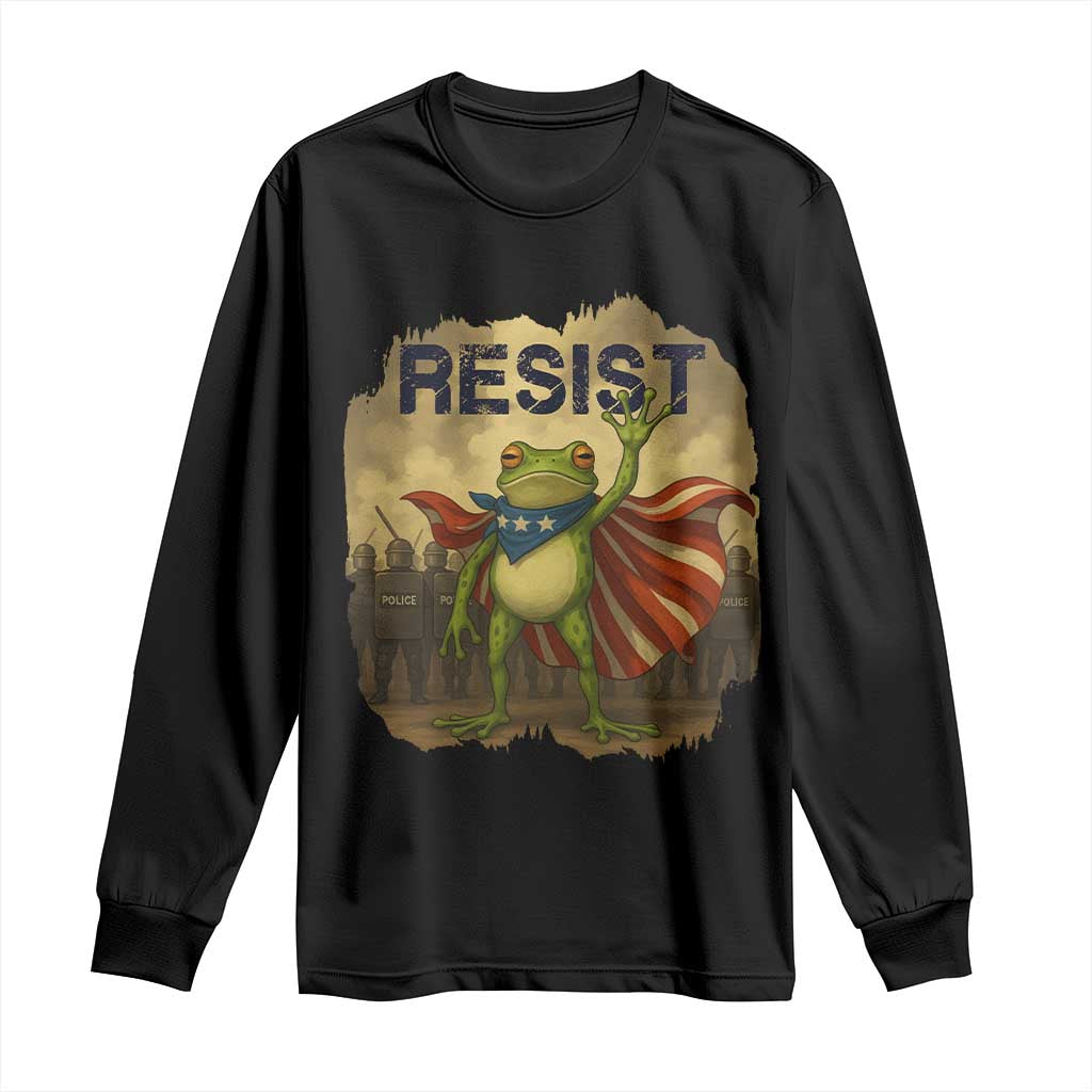 Resist Frog Christian Christmas Long Sleeve Shirt Funny Polittical 2025 Meme TS14 Black Print Your Wear