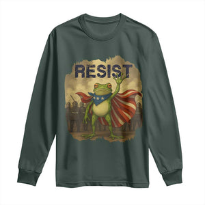 Resist Frog Christian Christmas Long Sleeve Shirt Funny Polittical 2025 Meme TS14 Dark Forest Green Print Your Wear