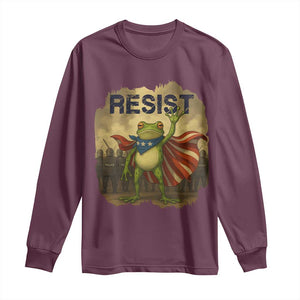 Resist Frog Christian Christmas Long Sleeve Shirt Funny Polittical 2025 Meme TS14 Maroon Print Your Wear