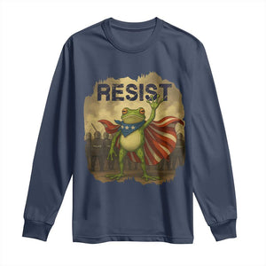Resist Frog Christian Christmas Long Sleeve Shirt Funny Polittical 2025 Meme TS14 Navy Print Your Wear