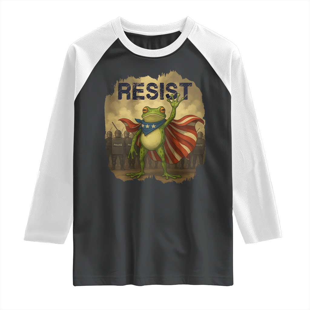Resist Frog Christian Christmas Raglan Shirt Funny Polittical 2025 Meme TS14 Black White Print Your Wear
