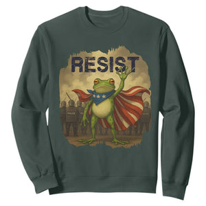 Resist Frog Christian Christmas Sweatshirt Funny Polittical 2025 Meme TS14 Dark Forest Green Print Your Wear