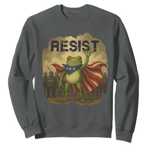 Resist Frog Christian Christmas Sweatshirt Funny Polittical 2025 Meme TS14 Dark Heather Print Your Wear