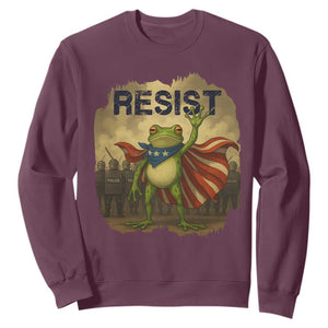 Resist Frog Christian Christmas Sweatshirt Funny Polittical 2025 Meme TS14 Maroon Print Your Wear