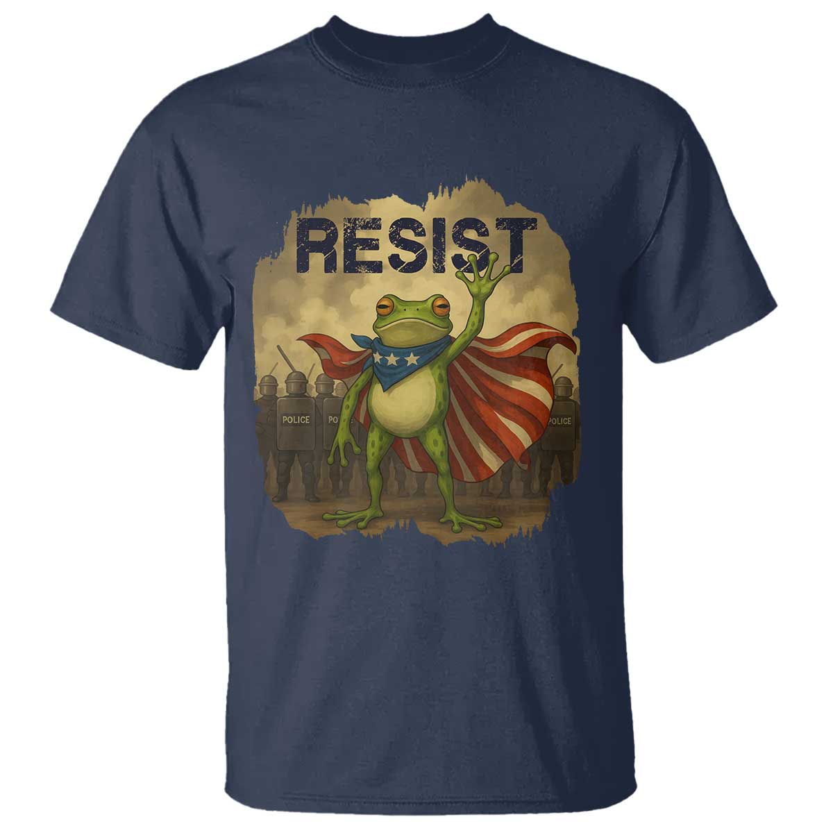 Resist Frog Christian Christmas T Shirt Funny Polittical 2025 Meme TS14 Navy Print Your Wear