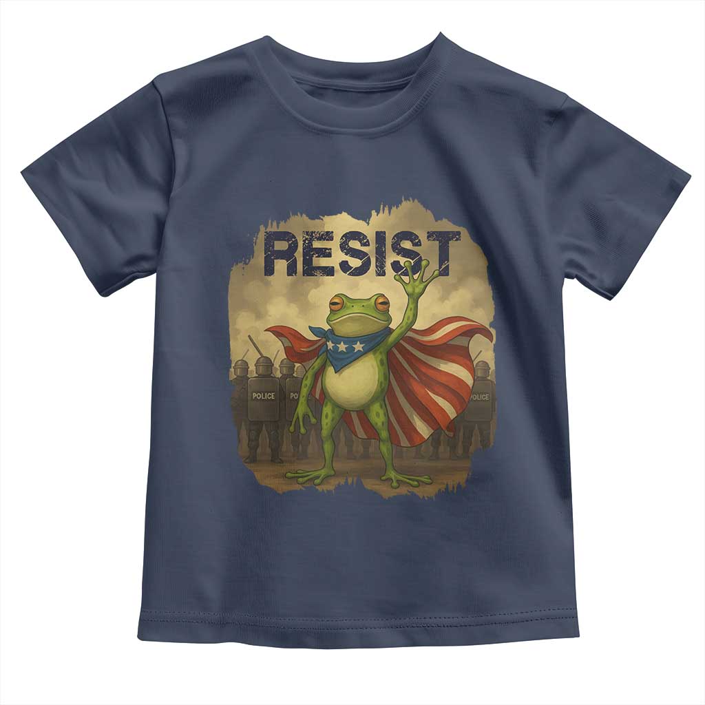 Resist Frog Christian Christmas Toddler T Shirt Funny Polittical 2025 Meme TS14 Navy Print Your Wear