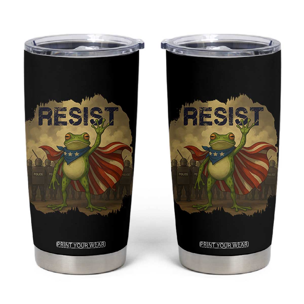 Resist Frog Christian Christmas Tumbler Cup Funny Polittical 2025 Meme TS14 Black Print Your Wear