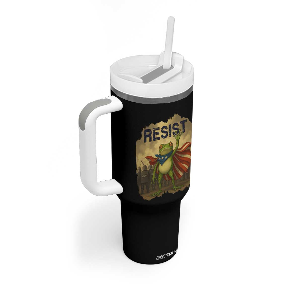 Resist Frog Christian Christmas Tumbler With Handle Funny Polittical 2025 Meme TS14 Print Your Wear