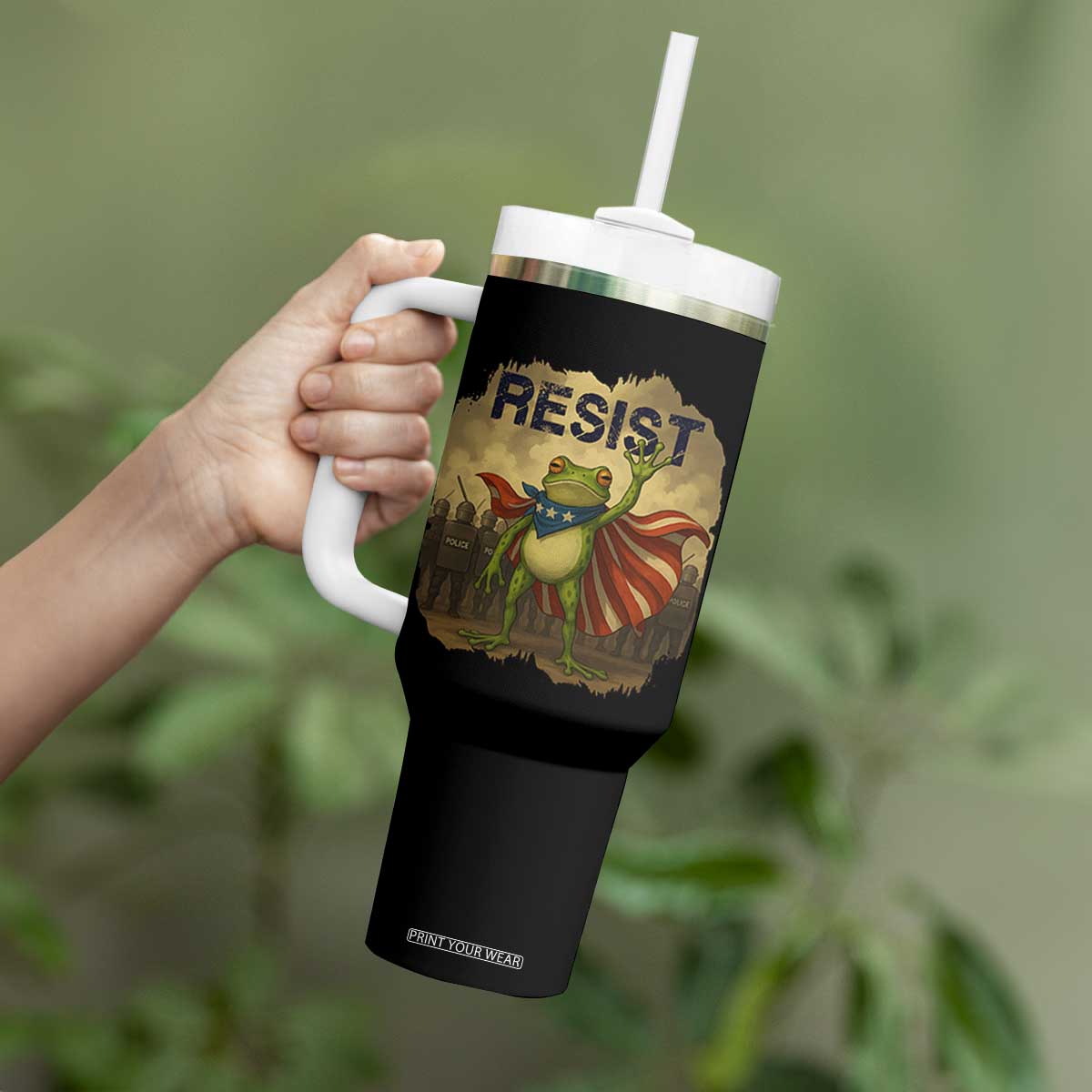 Resist Frog Christian Christmas Tumbler With Handle Funny Polittical 2025 Meme TS14 Print Your Wear