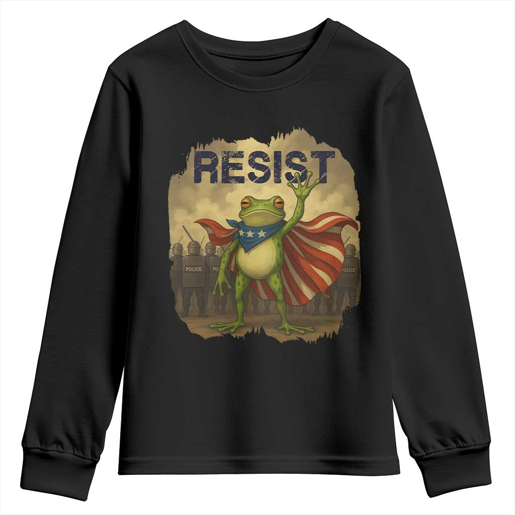 Resist Frog Christian Christmas Youth Sweatshirt Funny Polittical 2025 Meme TS14 Black Print Your Wear