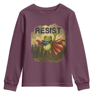 Resist Frog Christian Christmas Youth Sweatshirt Funny Polittical 2025 Meme TS14 Maroon Print Your Wear