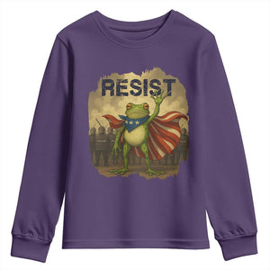 Resist Frog Christian Christmas Youth Sweatshirt Funny Polittical 2025 Meme TS14 Purple Print Your Wear