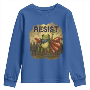 Resist Frog Christian Christmas Youth Sweatshirt Funny Polittical 2025 Meme TS14 Royal Blue Print Your Wear