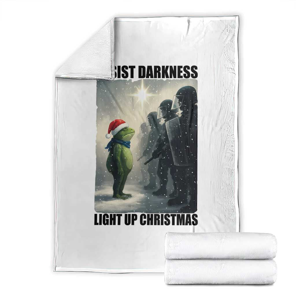 Frogs Resist Christmas Throw Blanket Funny Portland Protest ICE Activist Meme TS14 White Print Your Wear