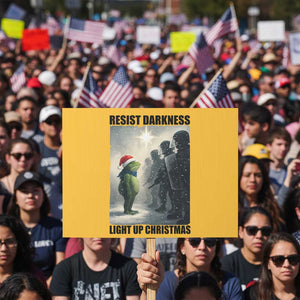 Frogs Resist Christmas Protest Sign Funny Portland Protest ICE Activist Meme TS14 Horizontal 18" × 24" Yellow Print Your Wear