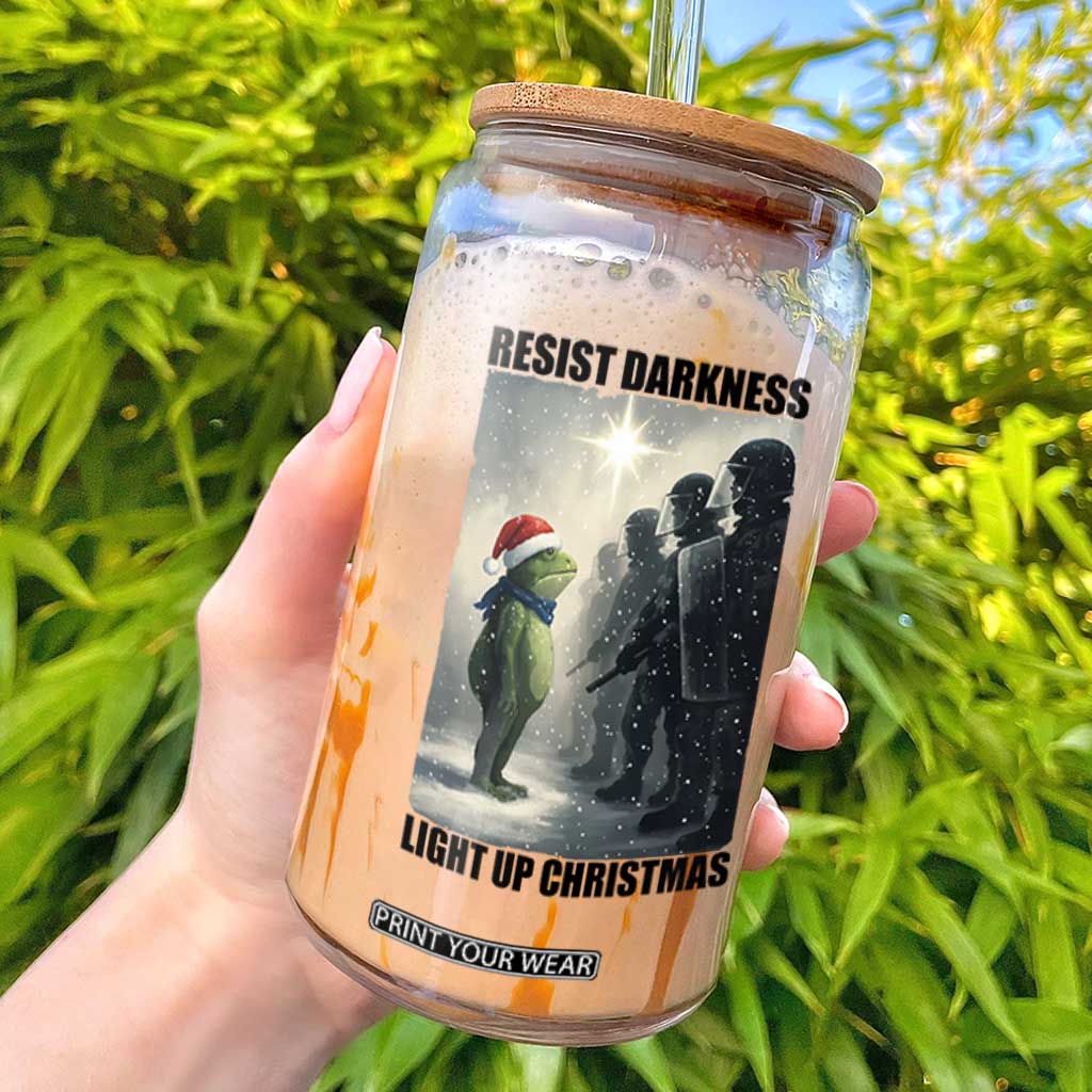 Frogs Resist Christmas Glass Can Funny Portland Protest ICE Activist Meme TS14 White Print Your Wear
