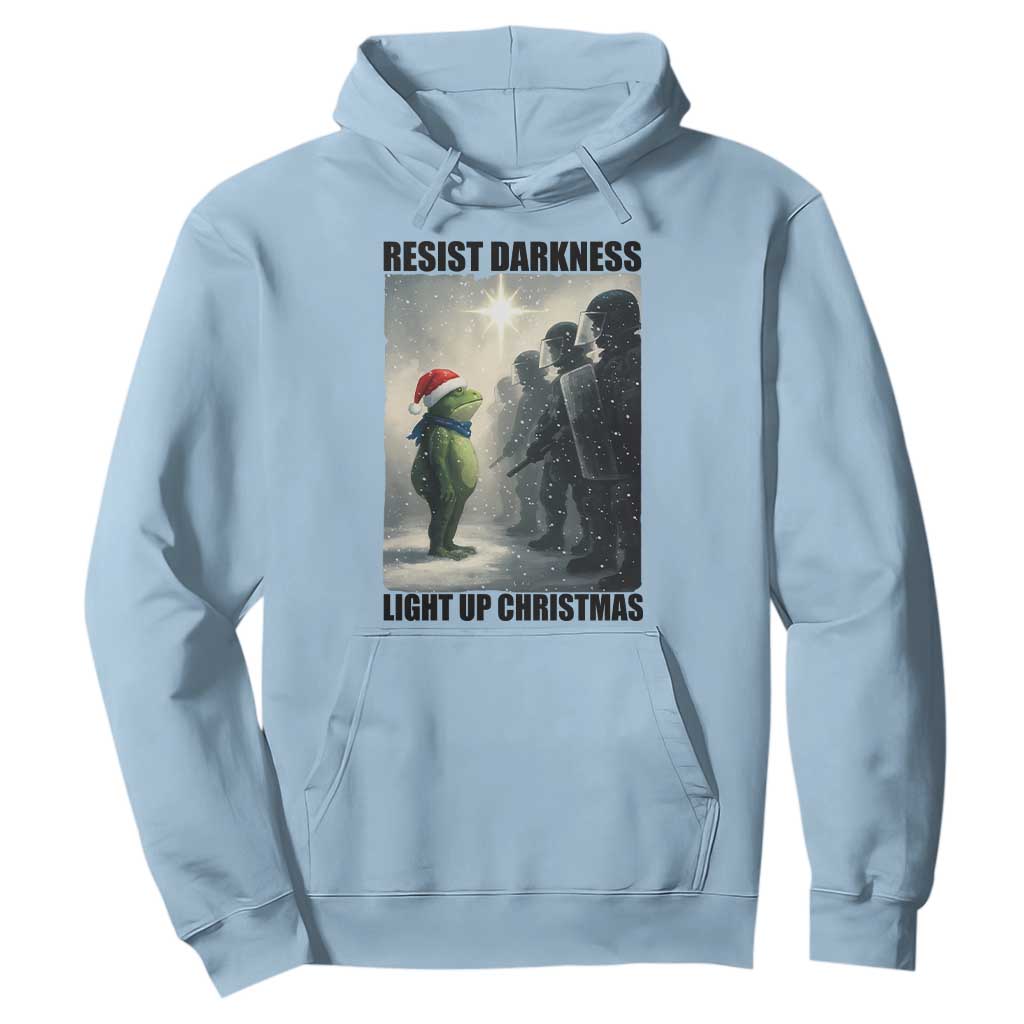 Frogs Resist Christmas Hoodie Funny Portland Protest ICE Activist Meme TS14 Light Blue Print Your Wear