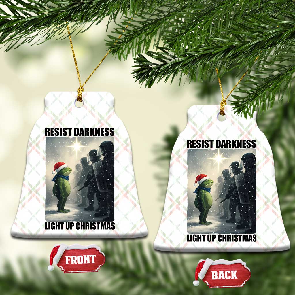 Frogs Resist Xmas Ceramic Ornament Funny Portland Protest ICE Activist Meme TS14 Print Your Wear
