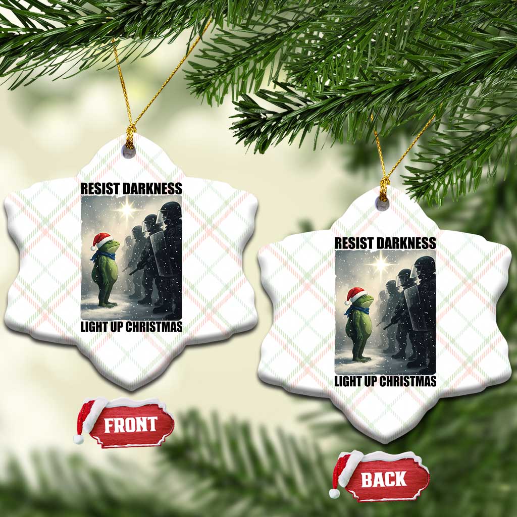 Frogs Resist Xmas Ceramic Ornament Funny Portland Protest ICE Activist Meme TS14 Print Your Wear
