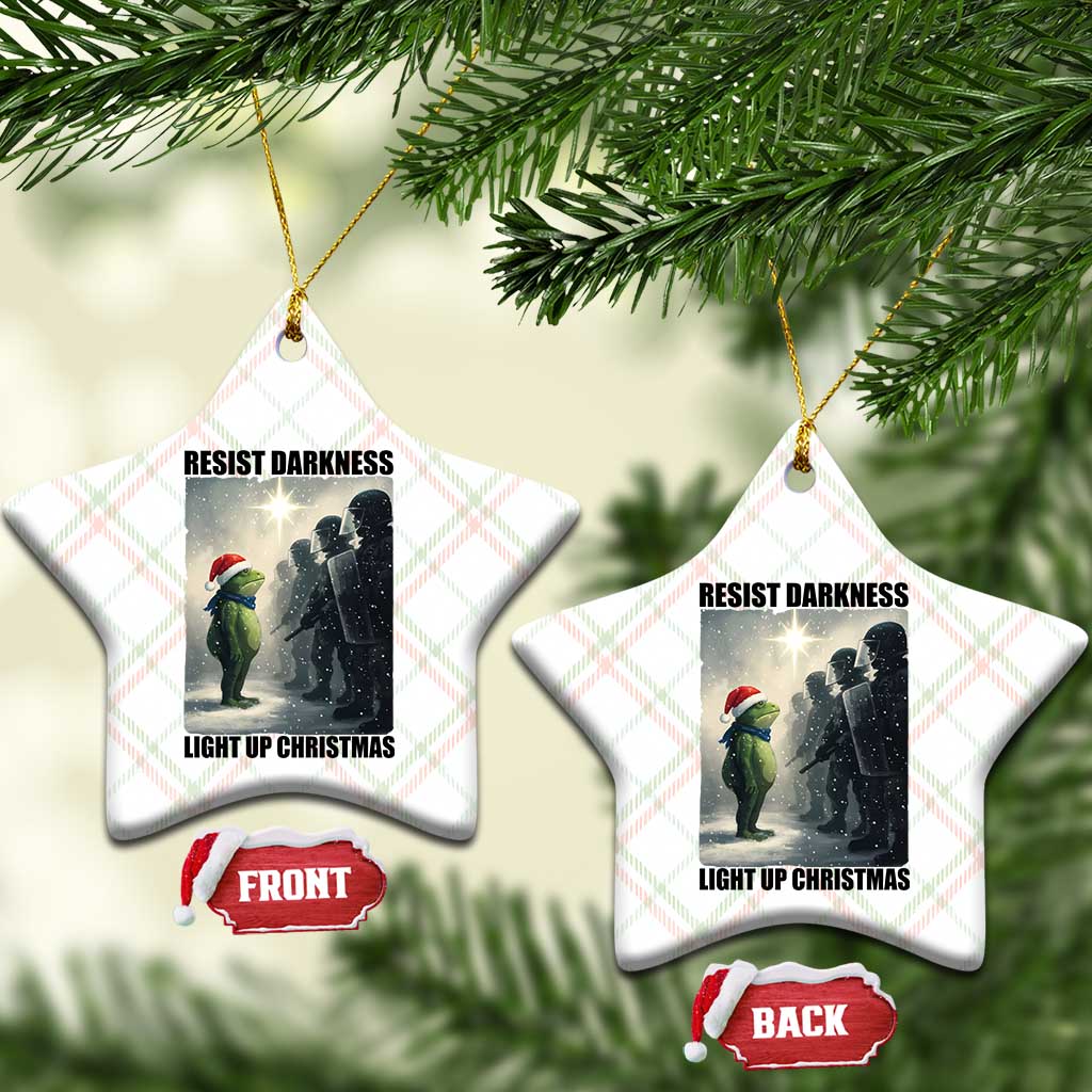 Frogs Resist Xmas Ceramic Ornament Funny Portland Protest ICE Activist Meme TS14 Print Your Wear