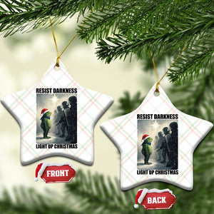 Frogs Resist Xmas Ceramic Ornament Funny Portland Protest ICE Activist Meme TS14 Print Your Wear