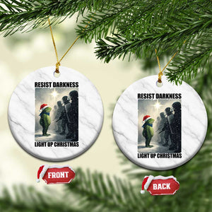 Frogs Resist Xmas Ceramic Ornament Funny Portland Protest ICE Activist Meme TS14 1pc White Marble Print Your Wear