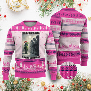 Frogs Resist Xmas Ugly Christmas Sweater Funny Portland Protest ICE Activist Meme TS14 Hot Pink Print Your Wear