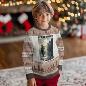 Frogs Resist Xmas Ugly Christmas Sweater Funny Portland Protest ICE Activist Meme TS14 Mocha Mousse Print Your Wear