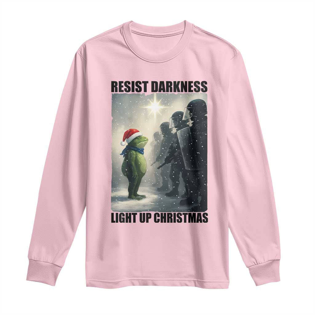 Frogs Resist Christmas Long Sleeve Shirt Funny Portland Protest ICE Activist Meme TS14 Light Pink Print Your Wear