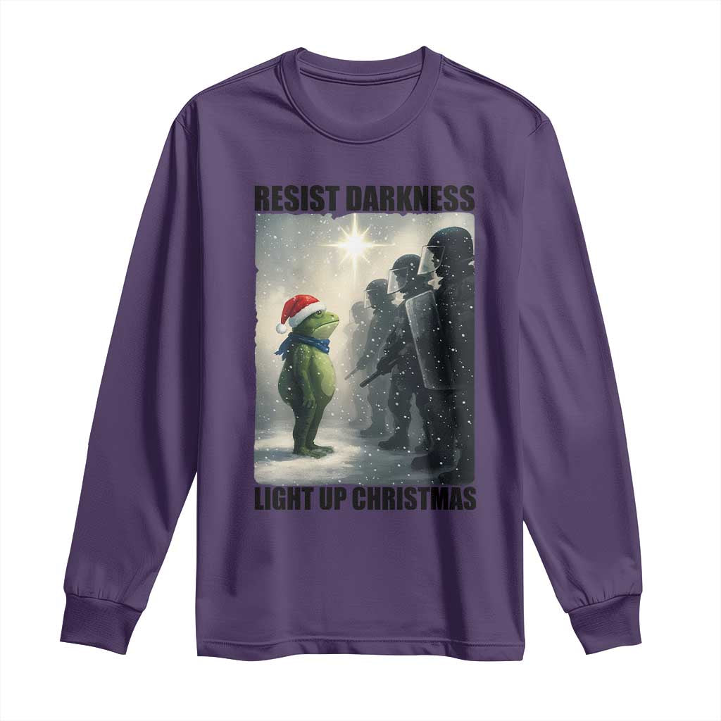 Frogs Resist Christmas Long Sleeve Shirt Funny Portland Protest ICE Activist Meme TS14 Purple Print Your Wear