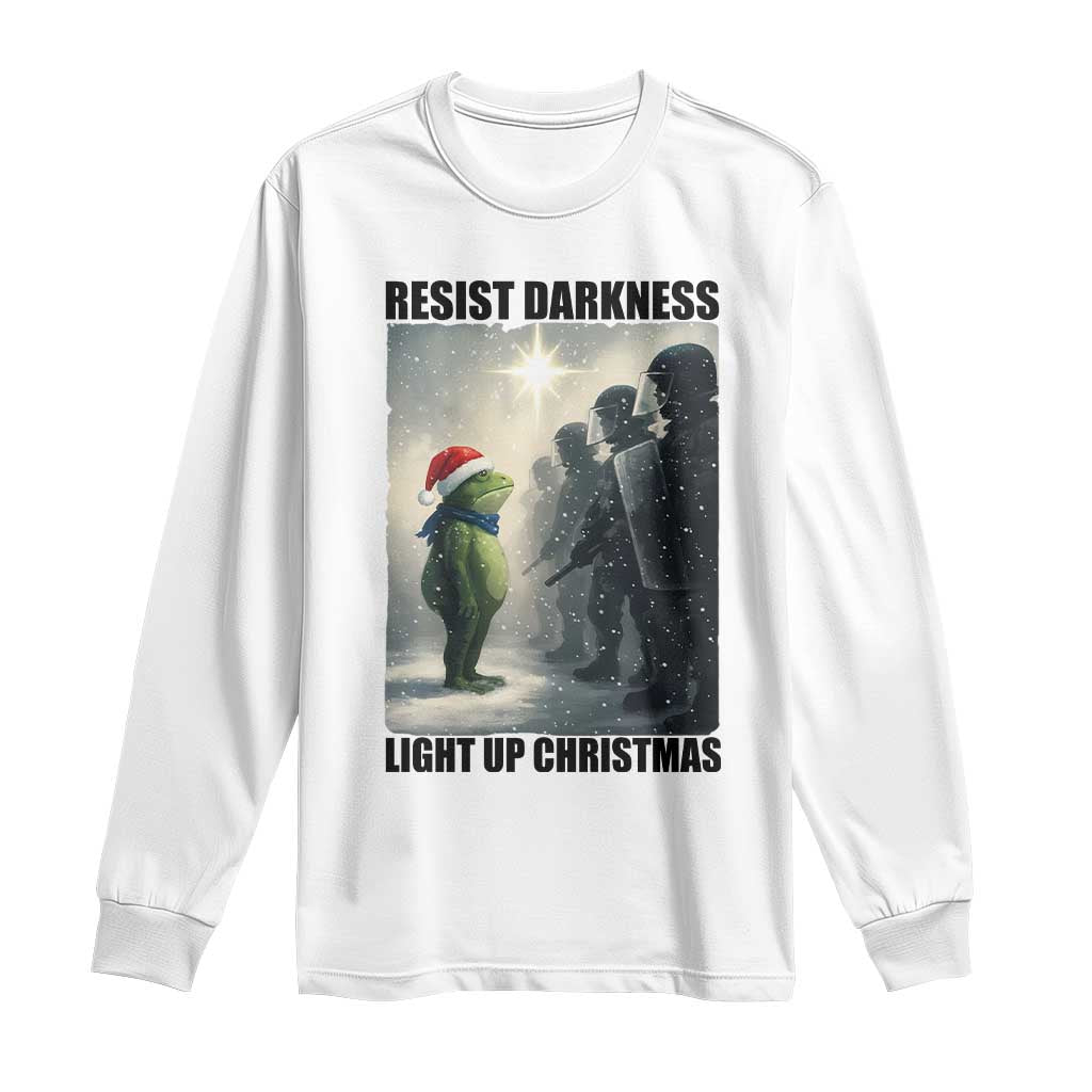 Frogs Resist Christmas Long Sleeve Shirt Funny Portland Protest ICE Activist Meme TS14 White Print Your Wear