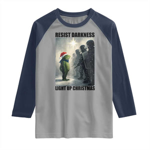 Frogs Resist Christmas Raglan Shirt Funny Portland Protest ICE Activist Meme TS14 Sport Gray Navy Print Your Wear
