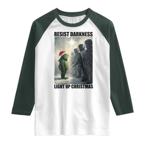 Frogs Resist Christmas Raglan Shirt Funny Portland Protest ICE Activist Meme TS14 White Dark Forest Green Print Your Wear