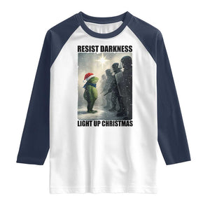 Frogs Resist Christmas Raglan Shirt Funny Portland Protest ICE Activist Meme TS14 White Navy Print Your Wear
