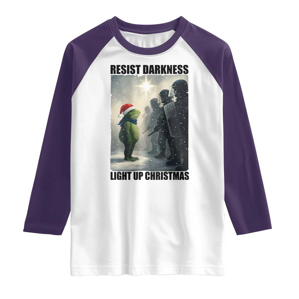 Frogs Resist Christmas Raglan Shirt Funny Portland Protest ICE Activist Meme TS14 White Purple Print Your Wear