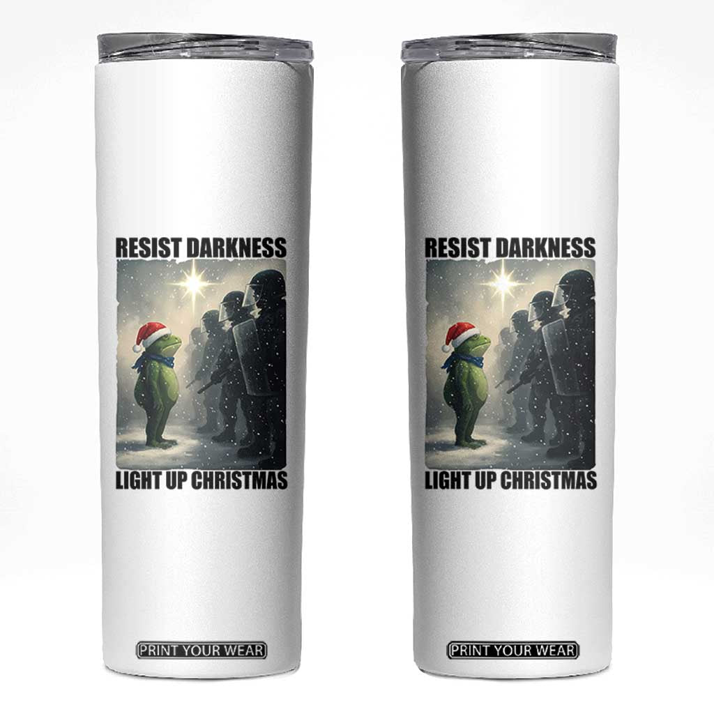 Frogs Resist Christmas Skinny Tumbler Funny Portland Protest ICE Activist Meme TS14 White Print Your Wear