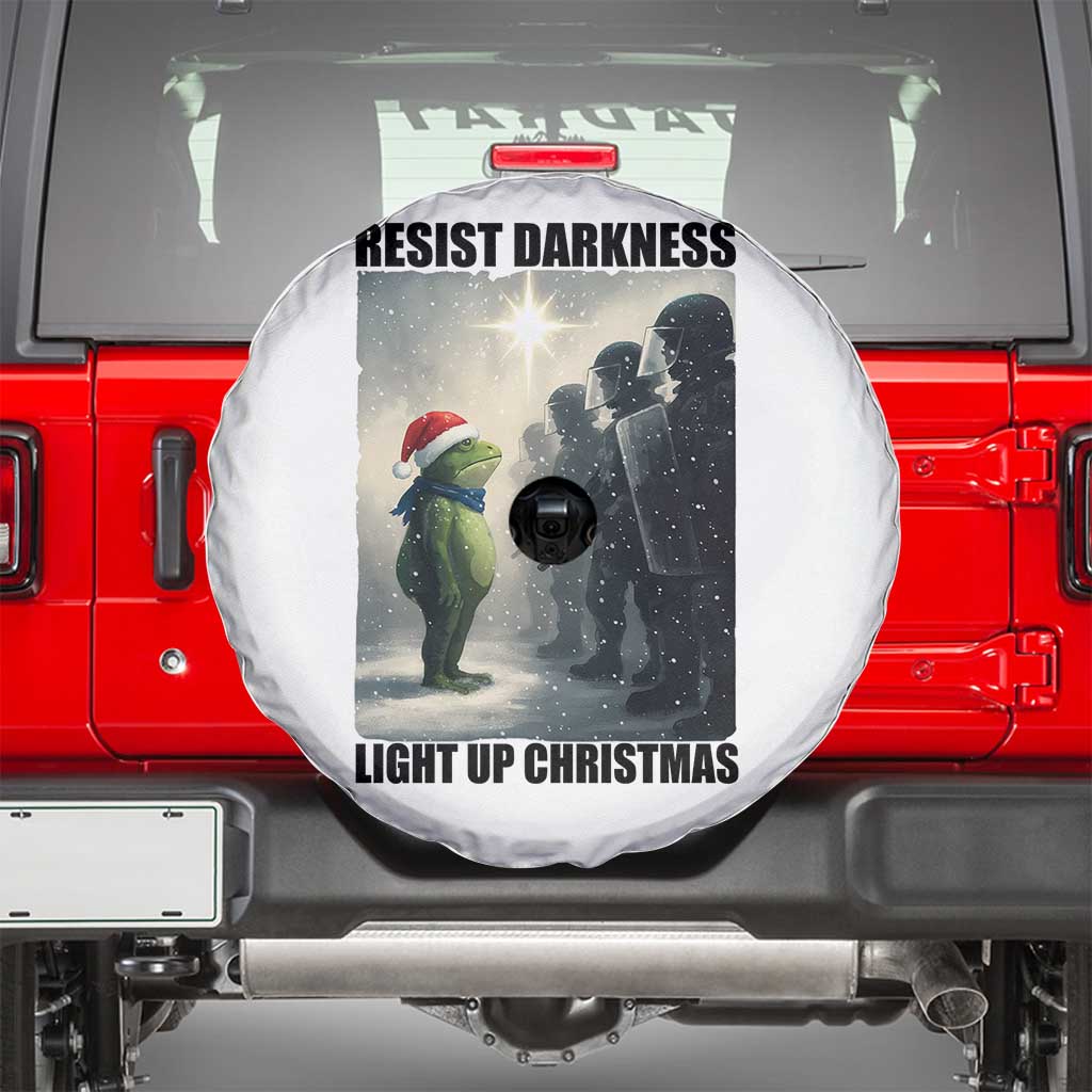 Frogs Resist Christmas Spare Tire Cover Funny Portland Protest ICE Activist Meme TS14 White Print Your Wear