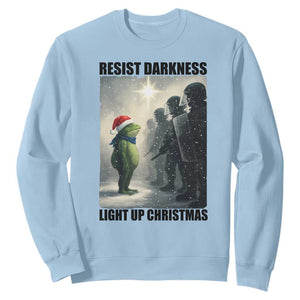Frogs Resist Christmas Sweatshirt Funny Portland Protest ICE Activist Meme TS14 Light Blue Print Your Wear
