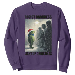 Frogs Resist Christmas Sweatshirt Funny Portland Protest ICE Activist Meme TS14 Purple Print Your Wear